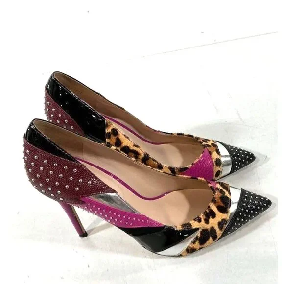 EUC Aldo Wicilidia Patchwork  Multi Print Point Toe Pumps Women's 8.5 - Picture 2 of 6